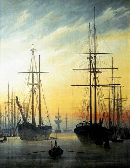 Caspar David Friedrich View of a Harbour . Sweden oil painting art
